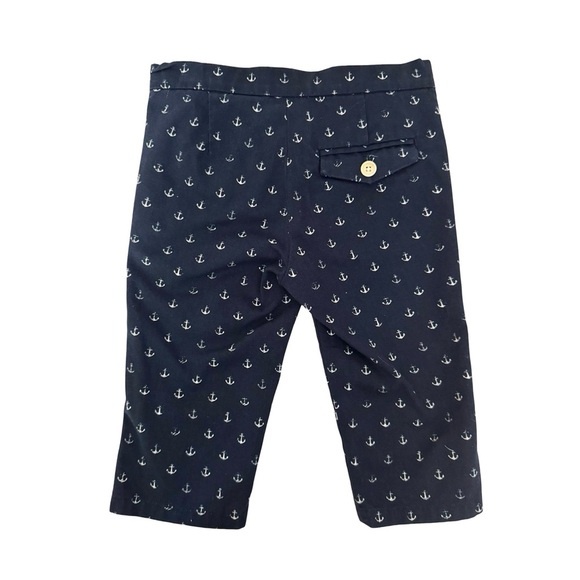 CREWCUTS Anchor Print Capri Pants Blue & White 100% Cotton Adjustable Waist 6 - Picture 4 of 16